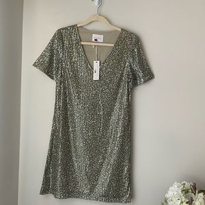 Gabrielle Sequin Short Sleeve V-Neck Mini Dress